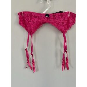 NWT Native Intimates Hot Pink Lace Garter Belt Size S (5)